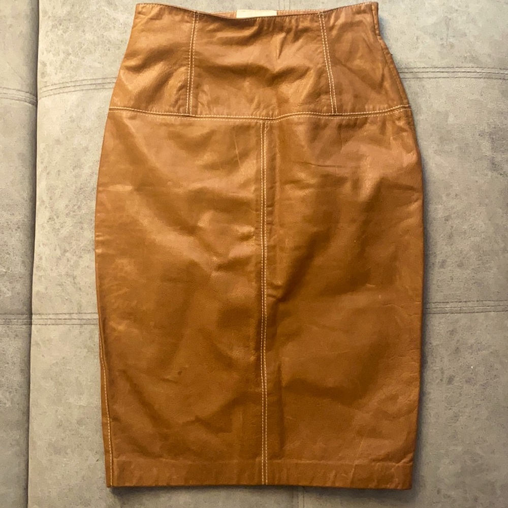 Vintage Gianfranco Ferre Caramel Leather Pencil Skirt
